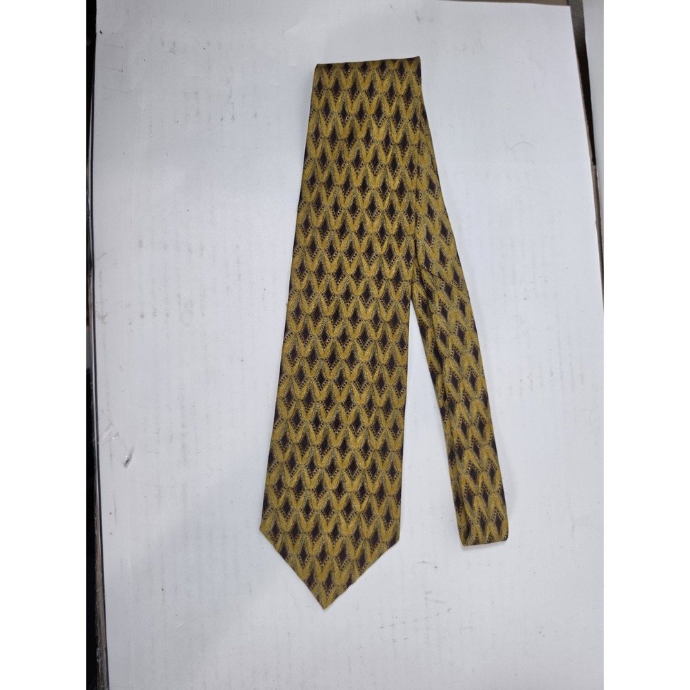 JOSEPH ABBOUD Collection Mens Silk Necktie ITALY Designer STRIPED Gold/Red EUC